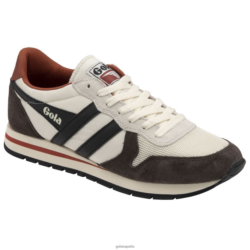 calzado V4PZL41 hombres Gola zapatillas clásicas daytona 1 blanco roto/marrón oscuro/negro