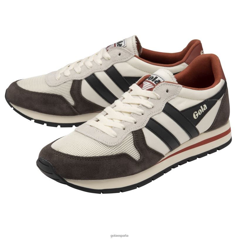 calzado V4PZL41 hombres Gola zapatillas clásicas daytona 1 blanco roto/marrón oscuro/negro