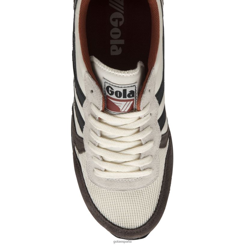 calzado V4PZL41 hombres Gola zapatillas clásicas daytona 1 blanco roto/marrón oscuro/negro