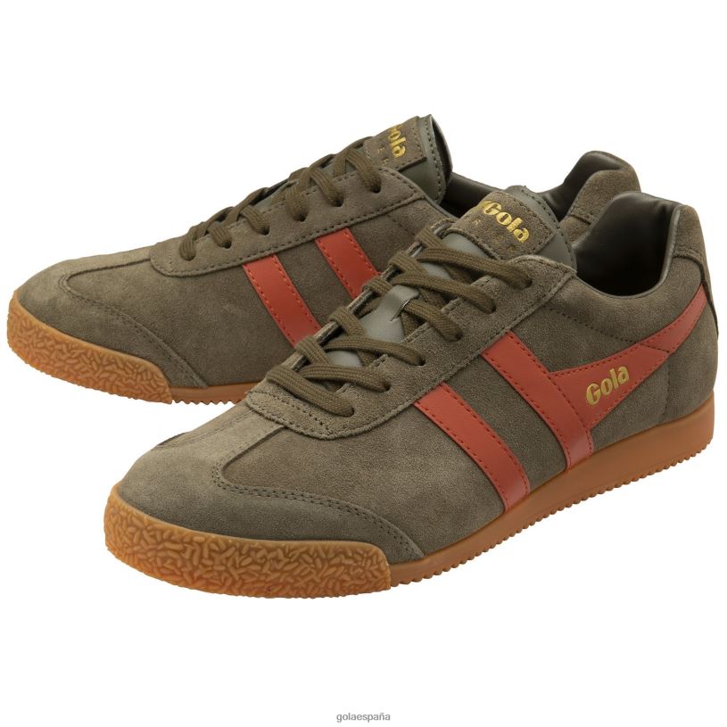 calzado V4PZL156 hombres Gola zapatillas clásicas harrier de ante 5 especia caqui/naranja