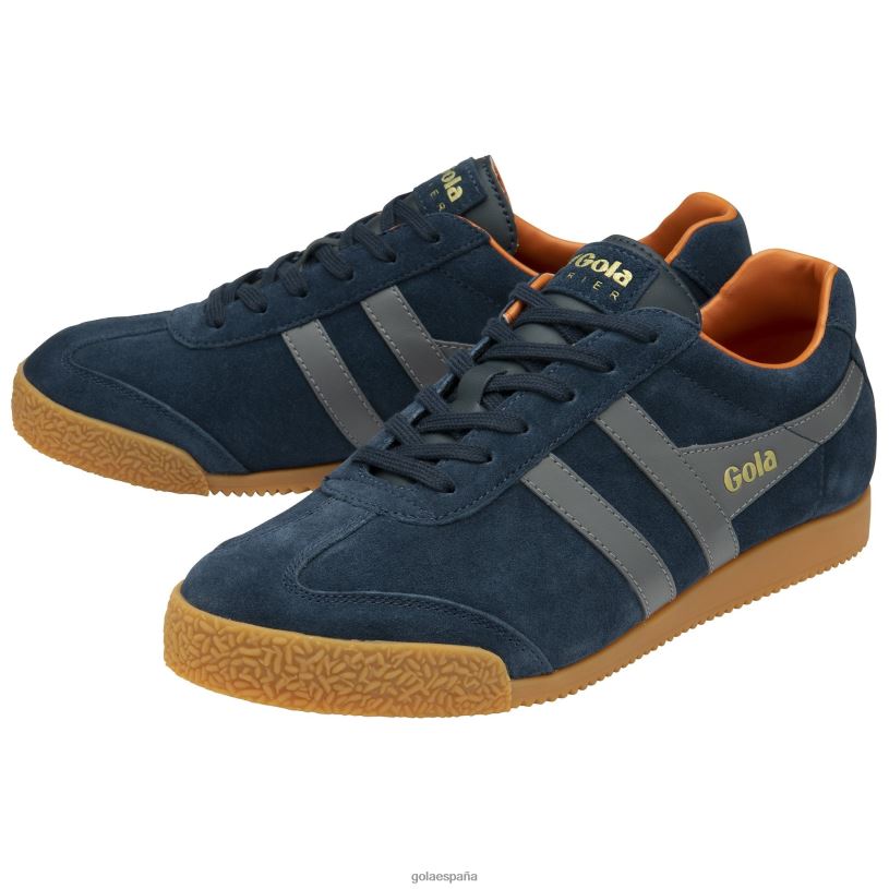 calzado V4PZL171 hombres Gola zapatillas clásicas harrier de ante 5 azul marino/ceniza/naranja malhumorado