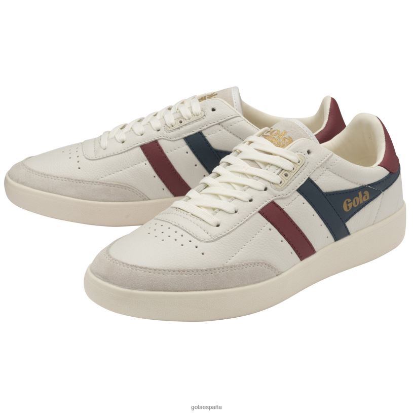 calzado V4PZL216 hombres Gola zapatillas clásicas de piel inca blanco roto/azul vintage/rojo intenso