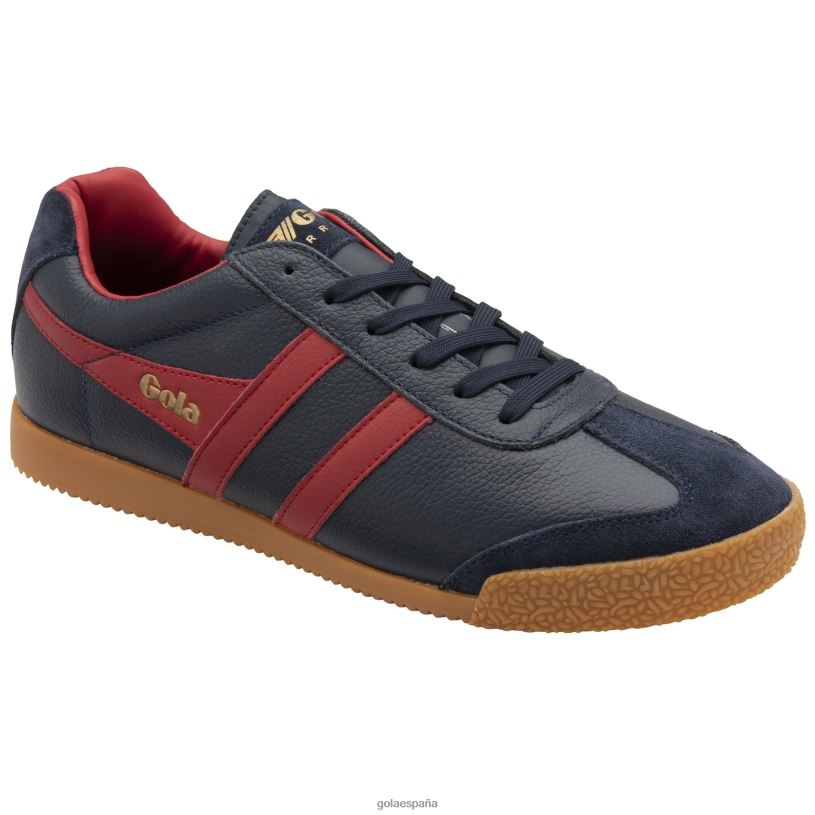 calzado V4PZL243 hombres Gola zapatillas clásicas harrier de piel azul marino/rojo intenso
