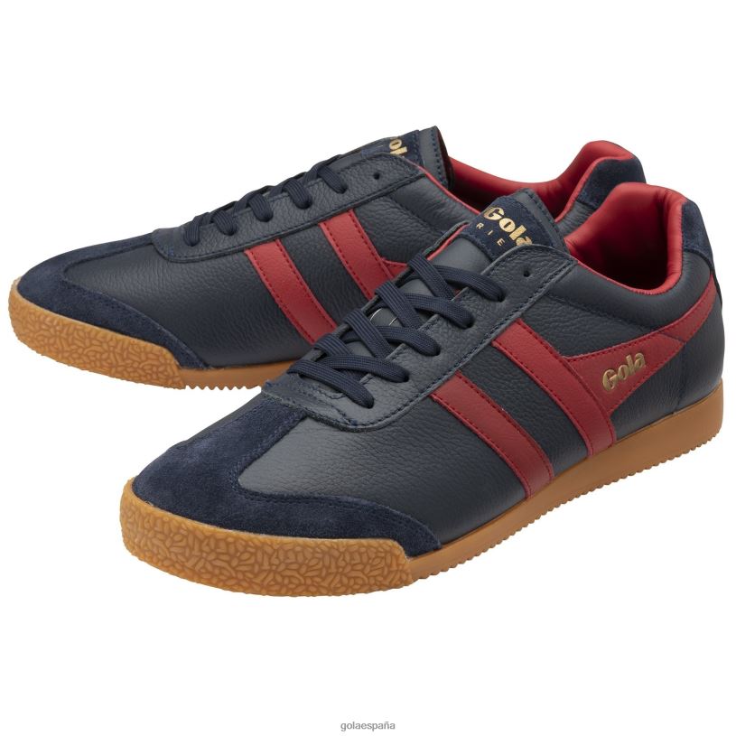 calzado V4PZL243 hombres Gola zapatillas clásicas harrier de piel azul marino/rojo intenso