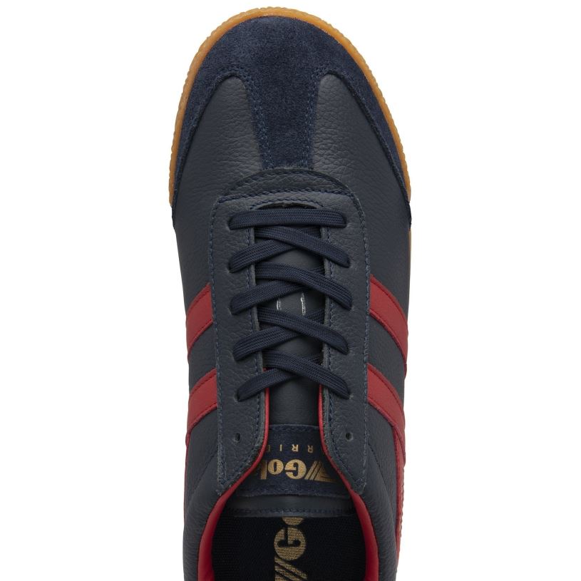 calzado V4PZL243 hombres Gola zapatillas clásicas harrier de piel azul marino/rojo intenso