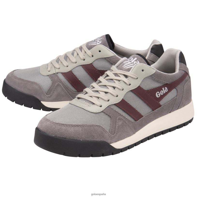 calzado V4PZL122 hombres Gola zapatillas bajas clásicas trek gris/burdeos/negro