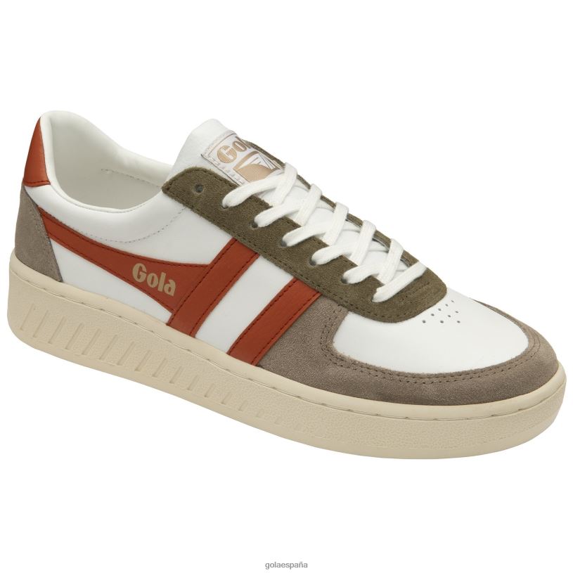 calzado V4PZL151 hombres Gola tenis classics grandslam quadrant blanco/rinoceronte/naranja malhumorado/caqui