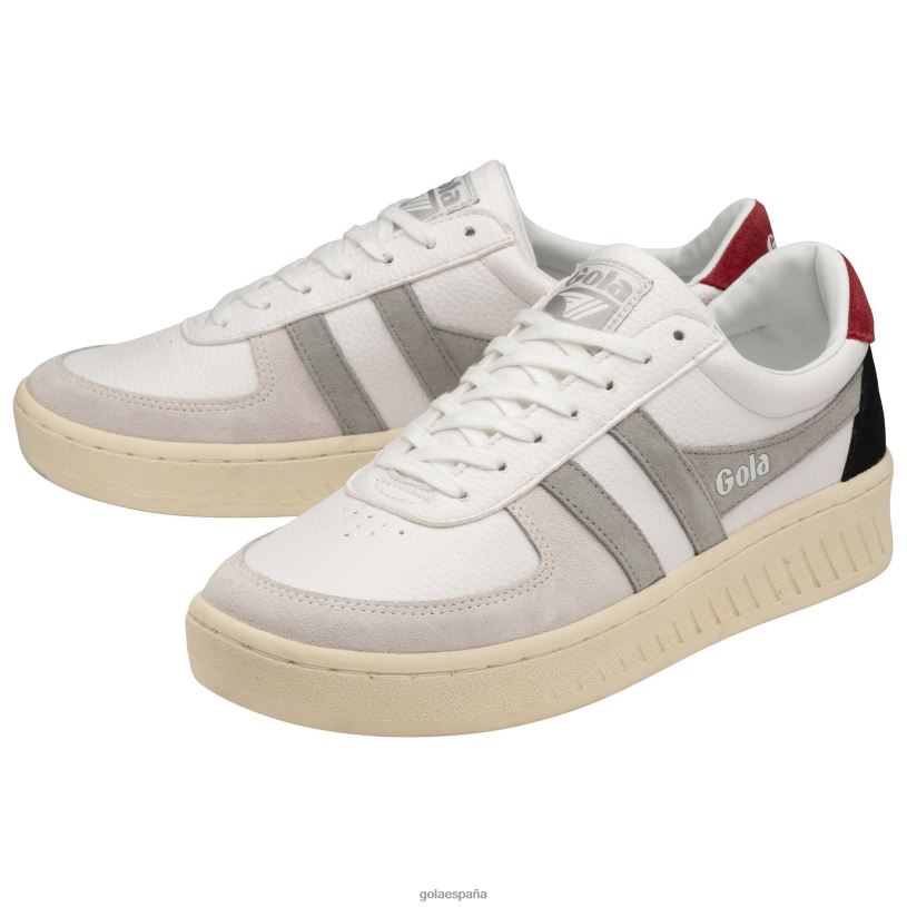 calzado V4PZL190 hombres Gola zapatillas clásicas grandslam trident blanco/gris claro/rojo oscuro
