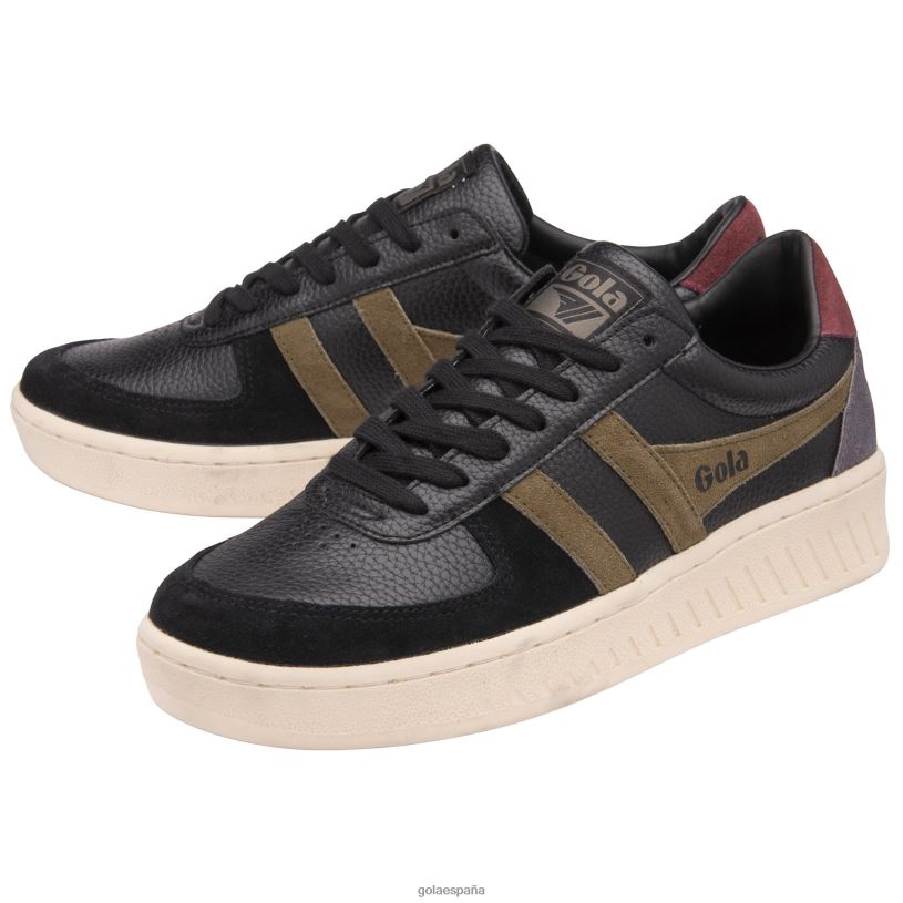 calzado V4PZL192 hombres Gola zapatillas clásicas grandslam trident negro/caqui/burdeos