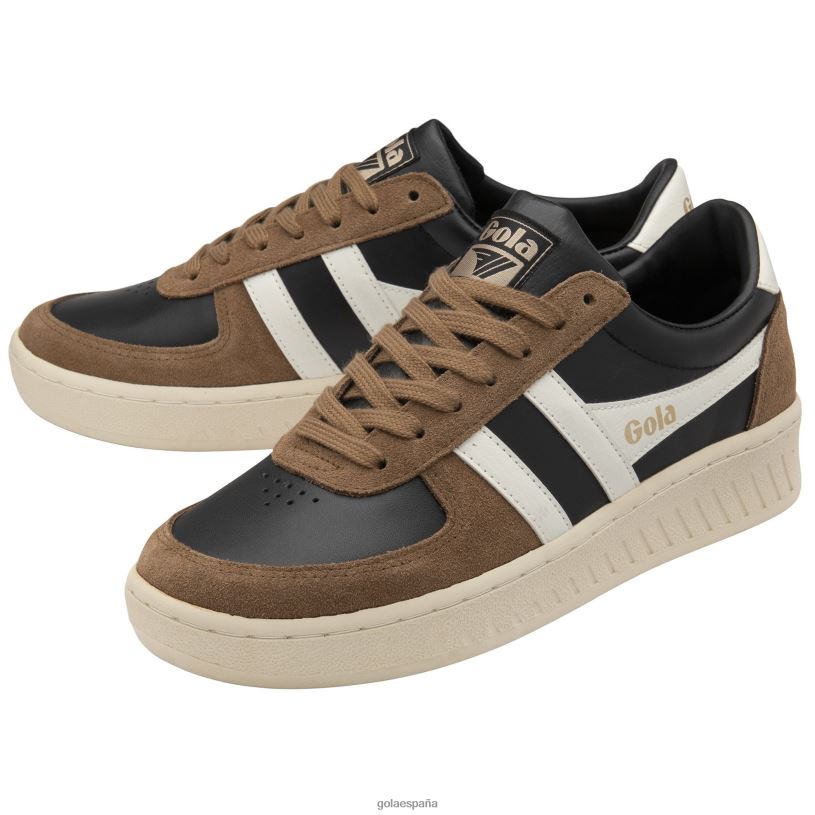 calzado V4PZL245 hombres Gola tenis classics grandslam quadrant negro/tabaco/blanco roto