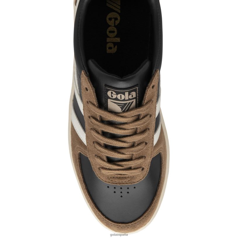 calzado V4PZL245 hombres Gola tenis classics grandslam quadrant negro/tabaco/blanco roto