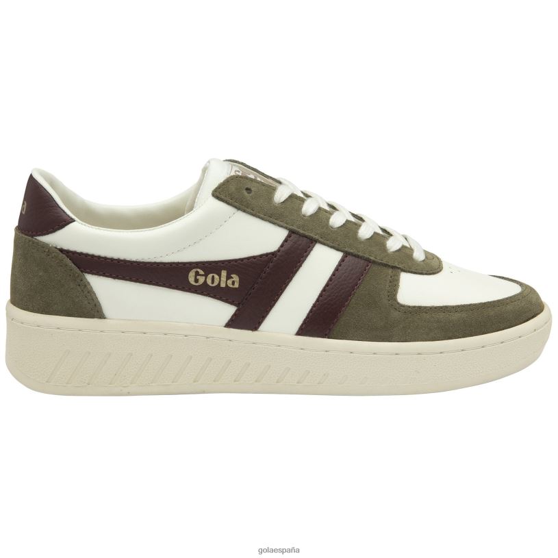 calzado V4PZL246 hombres Gola tenis classics grandslam quadrant blanco hueso/caqui/burdeos