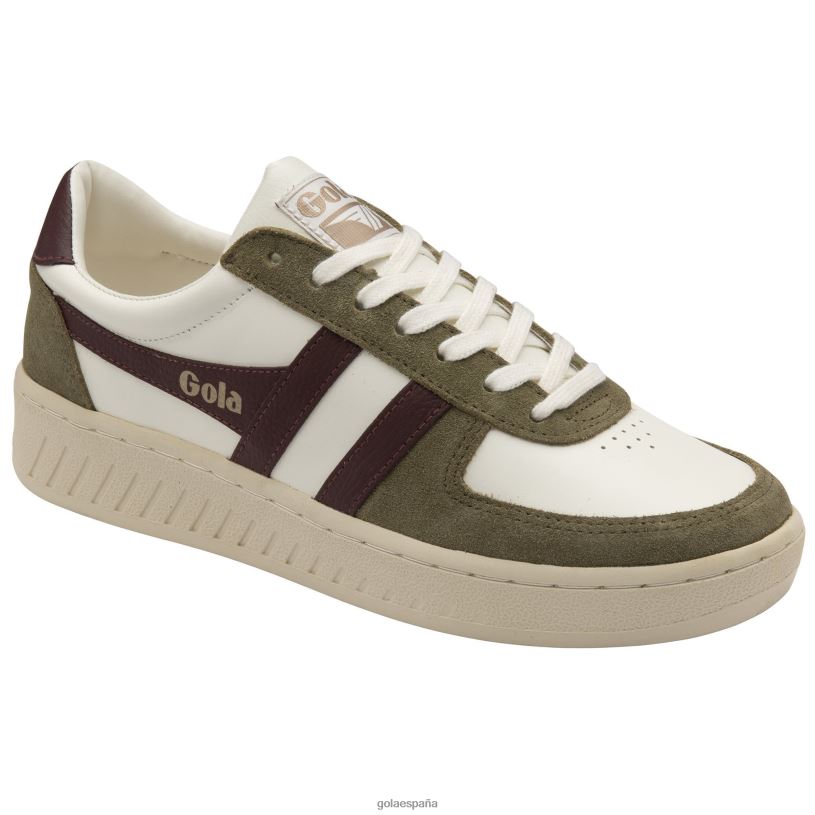 calzado V4PZL246 hombres Gola tenis classics grandslam quadrant blanco hueso/caqui/burdeos