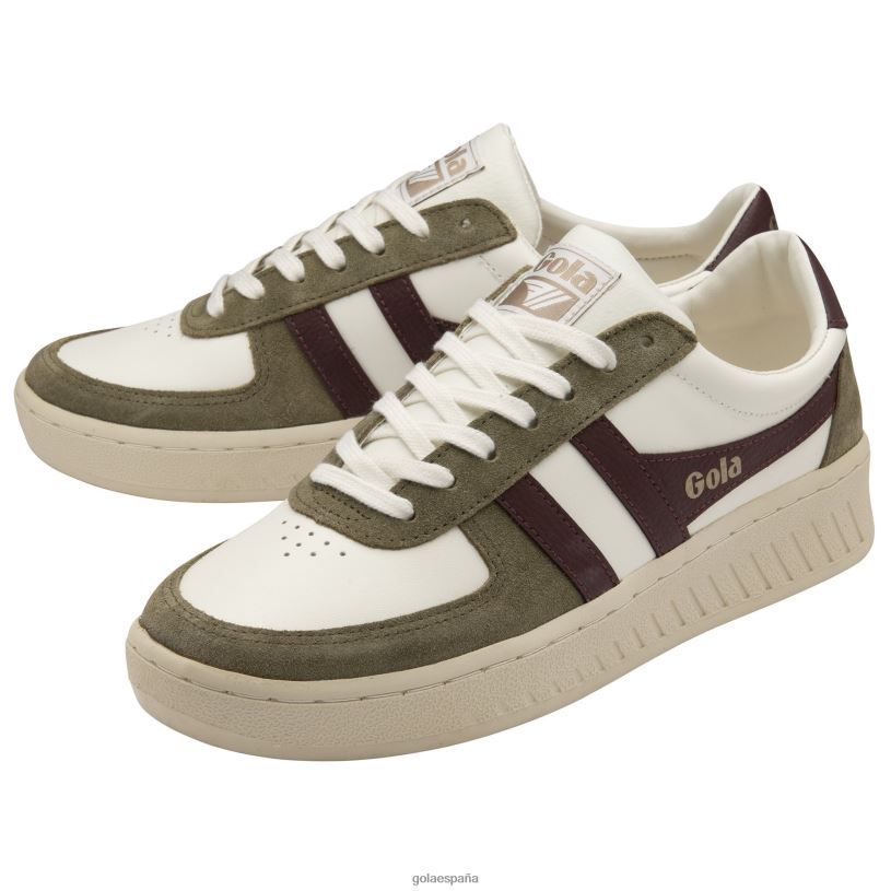 calzado V4PZL246 hombres Gola tenis classics grandslam quadrant blanco hueso/caqui/burdeos