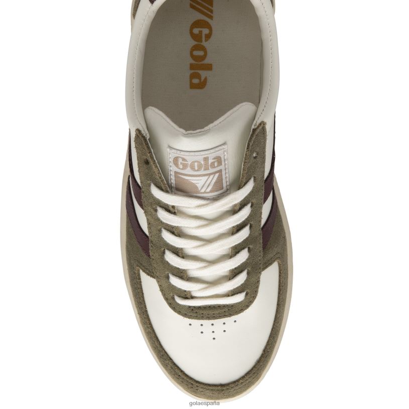 calzado V4PZL246 hombres Gola tenis classics grandslam quadrant blanco hueso/caqui/burdeos