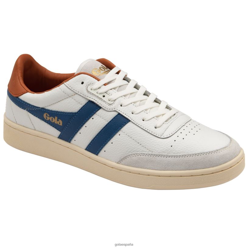 calzado V4PZL127 hombres Gola zapatillas clásicas contact de piel blanco/azul marino/naranja malhumorado