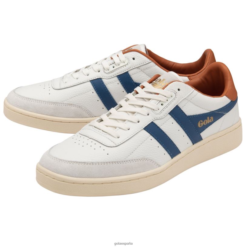 calzado V4PZL127 hombres Gola zapatillas clásicas contact de piel blanco/azul marino/naranja malhumorado