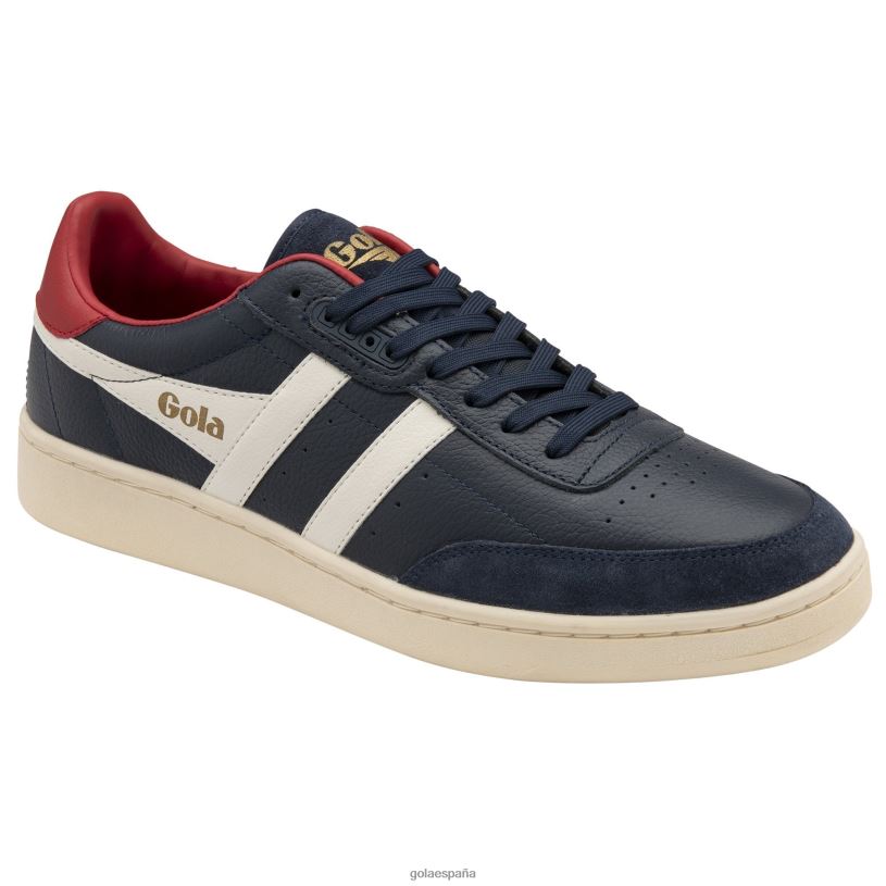 calzado V4PZL141 hombres Gola zapatillas clásicas contact de piel azul marino/blanco hueso/rojo oscuro