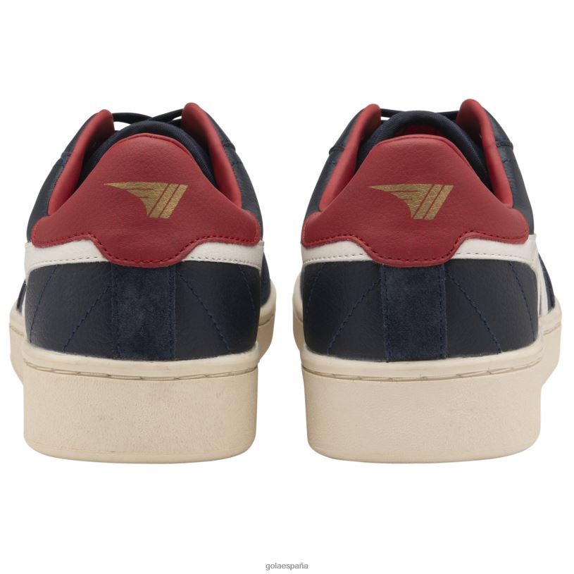 calzado V4PZL141 hombres Gola zapatillas clásicas contact de piel azul marino/blanco hueso/rojo oscuro