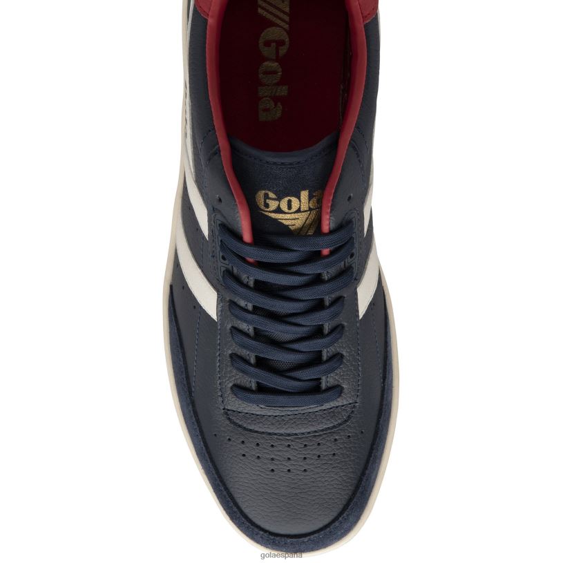 calzado V4PZL141 hombres Gola zapatillas clásicas contact de piel azul marino/blanco hueso/rojo oscuro