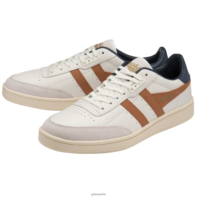 calzado V4PZL184 hombres Gola zapatillas clásicas contact de piel blanco/naranja malhumorado/azul marino