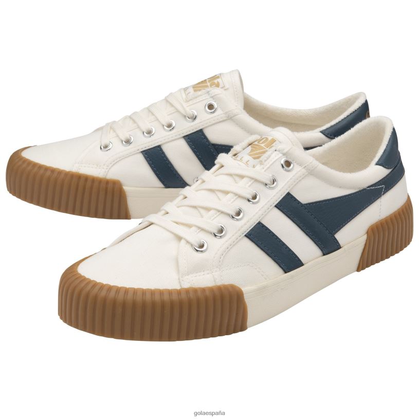 calzado V4PZL80 hombres Gola zapatillas veganas clásicas rally plimsoll blanco roto/azul vintage