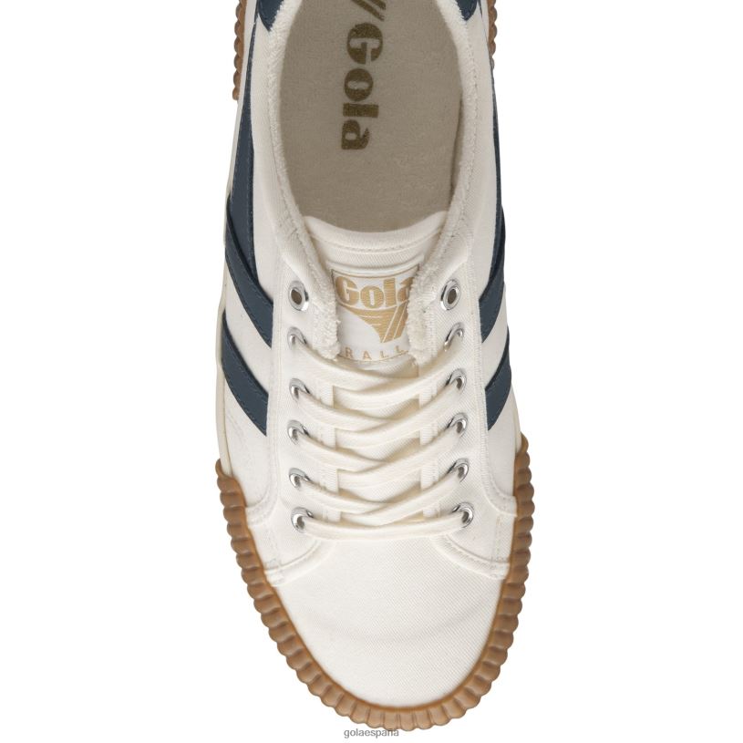 calzado V4PZL80 hombres Gola zapatillas veganas clásicas rally plimsoll blanco roto/azul vintage