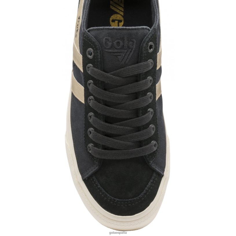 calzado V4PZL479 hombres Gola tenis classics quota ii plimsoll espejados oro negro