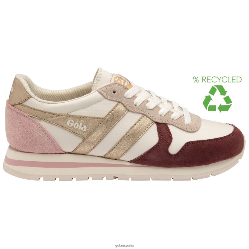 calzado V4PZL314 mujer Gola zapatillas clásicas cuadrante daytona blanco hueso/vino windsor/dorado/rosa tiza