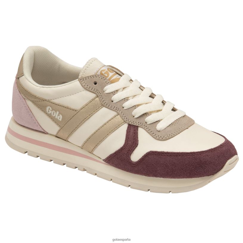 calzado V4PZL314 mujer Gola zapatillas clásicas cuadrante daytona blanco hueso/vino windsor/dorado/rosa tiza