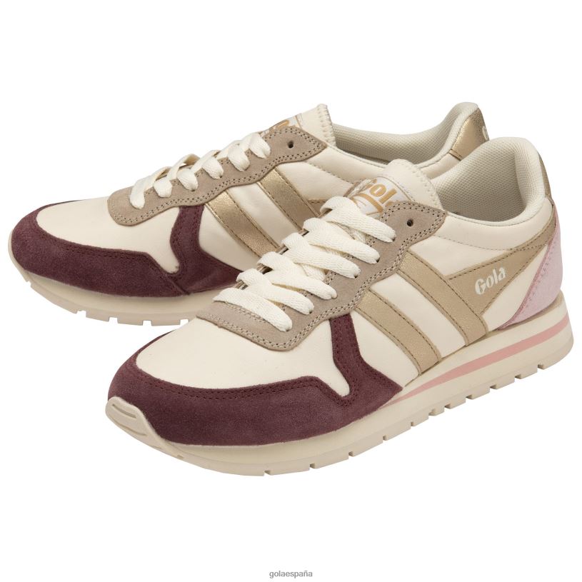 calzado V4PZL314 mujer Gola zapatillas clásicas cuadrante daytona blanco hueso/vino windsor/dorado/rosa tiza