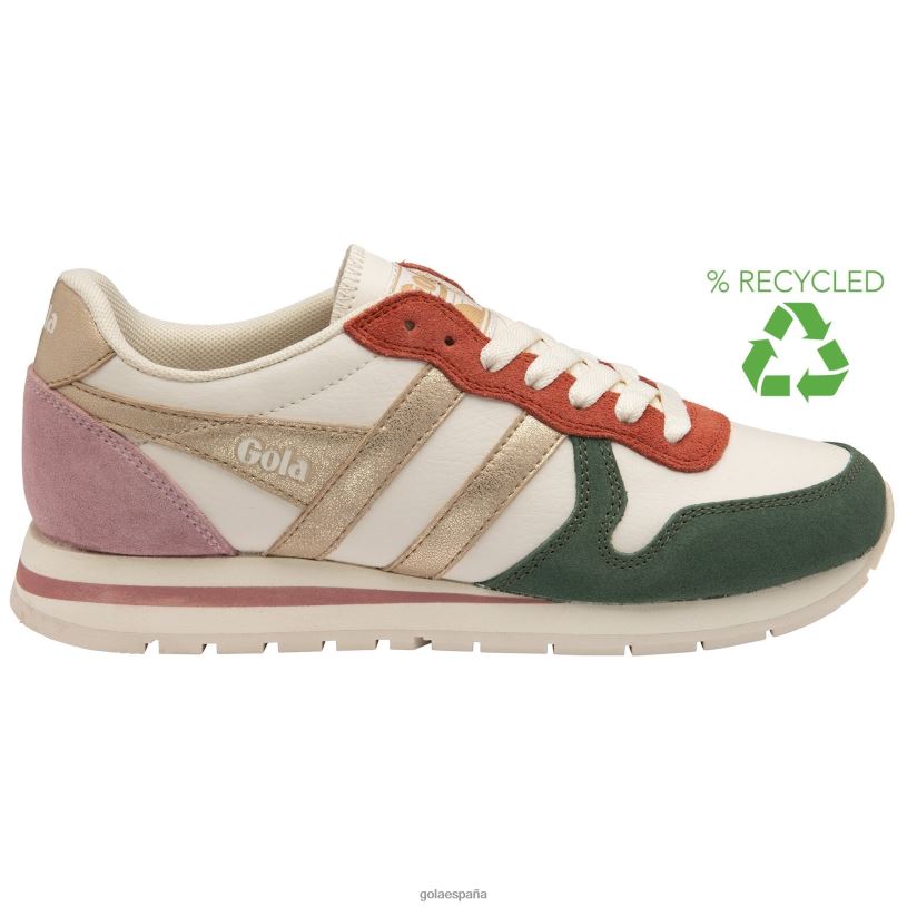 calzado V4PZL316 mujer Gola zapatillas clásicas cuadrante daytona blanco hueso/salvia/dorado/rosa pastel