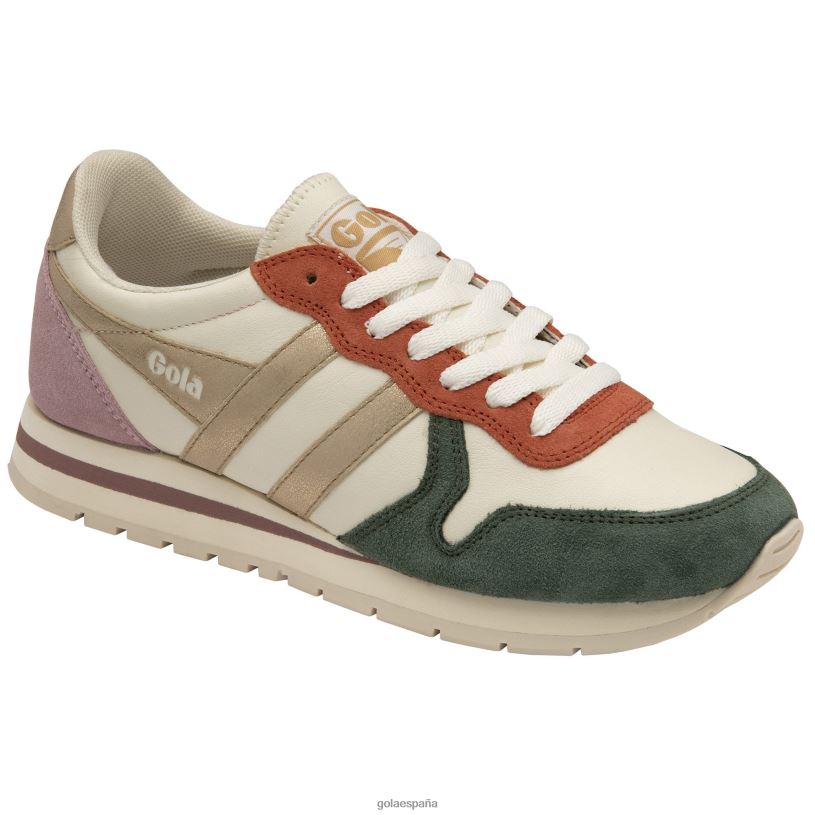 calzado V4PZL316 mujer Gola zapatillas clásicas cuadrante daytona blanco hueso/salvia/dorado/rosa pastel