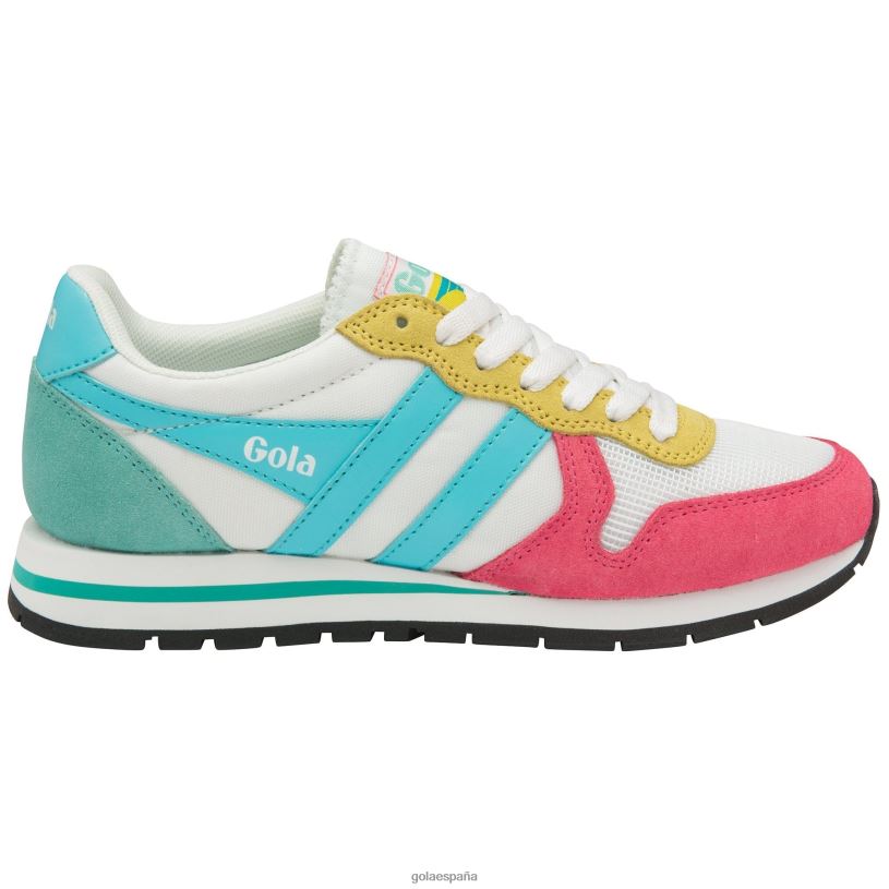 calzado V4PZL363 mujer Gola zapatillas clásicas daytona blanco/rosa flúor/azul agua/niebla marina