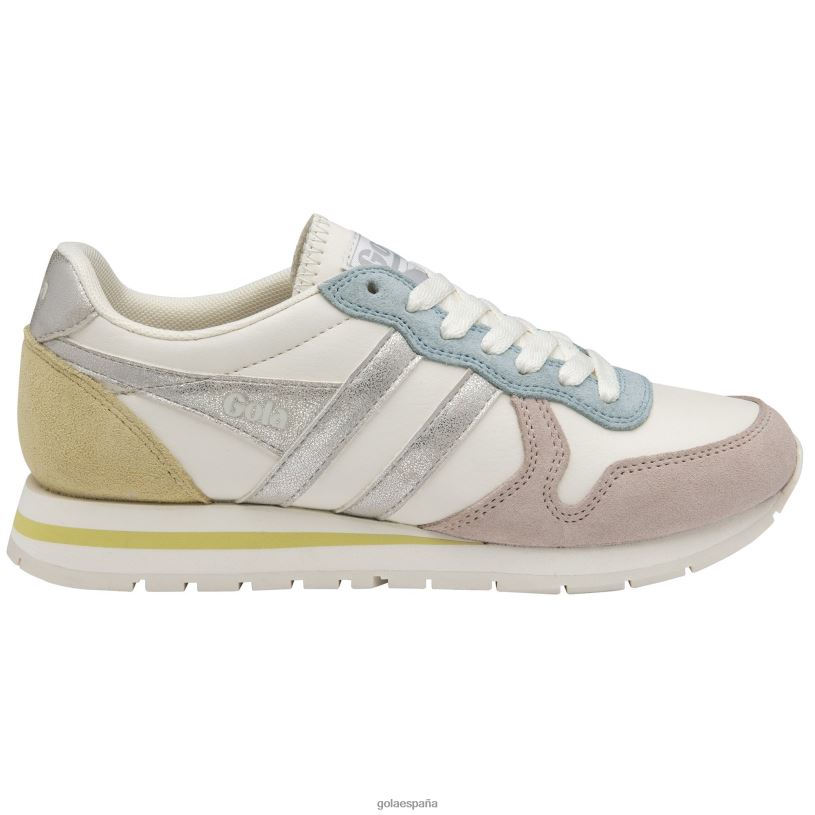 calzado V4PZL366 mujer Gola zapatillas clásicas cuadrante daytona blanco hueso/flor/plata/limón