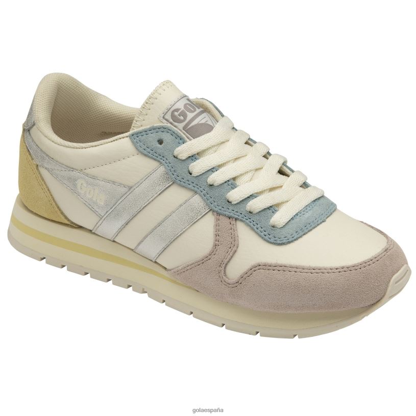 calzado V4PZL366 mujer Gola zapatillas clásicas cuadrante daytona blanco hueso/flor/plata/limón