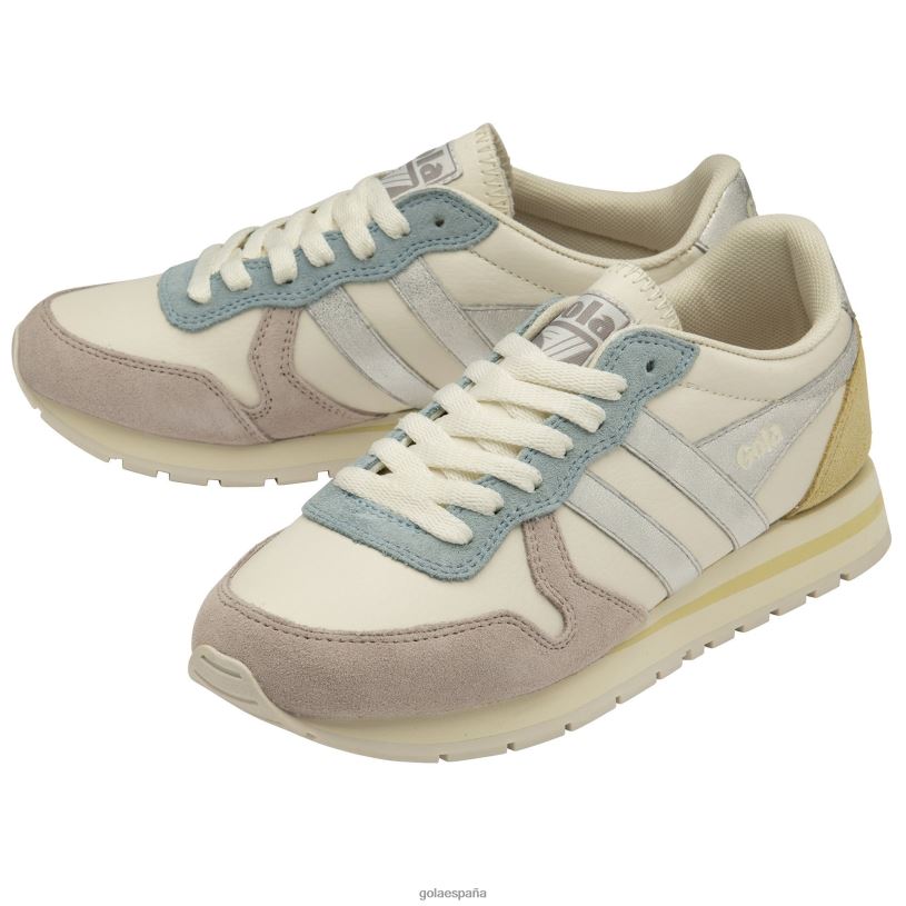 calzado V4PZL366 mujer Gola zapatillas clásicas cuadrante daytona blanco hueso/flor/plata/limón