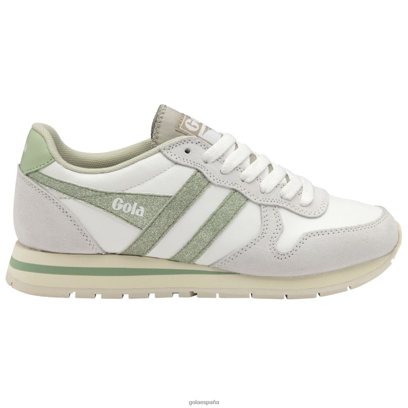 calzado V4PZL369 mujer Gola zapatillas clásicas daytona con purpurina blanco/verde claro