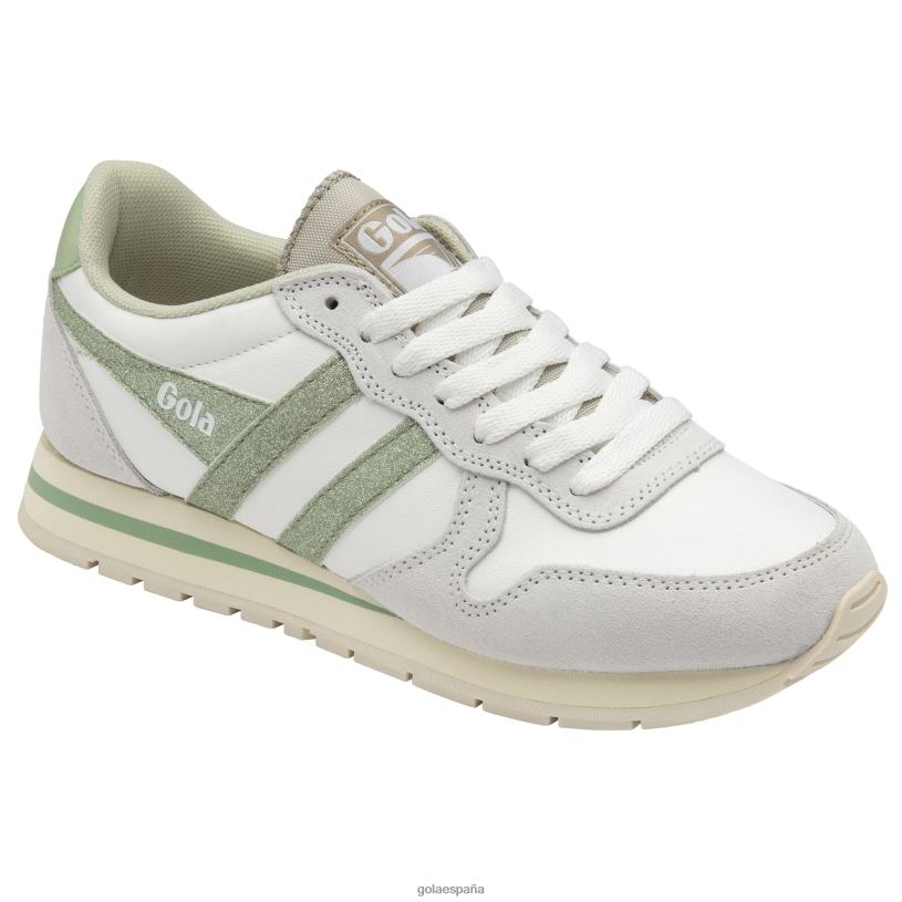 calzado V4PZL369 mujer Gola zapatillas clásicas daytona con purpurina blanco/verde claro