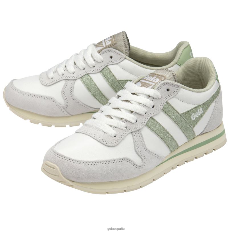 calzado V4PZL369 mujer Gola zapatillas clásicas daytona con purpurina blanco/verde claro