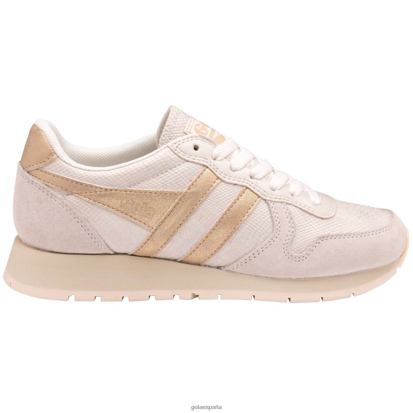 calzado V4PZL372 mujer Gola zapatillas clásicas de lagarto daytona blanco hueso/oro