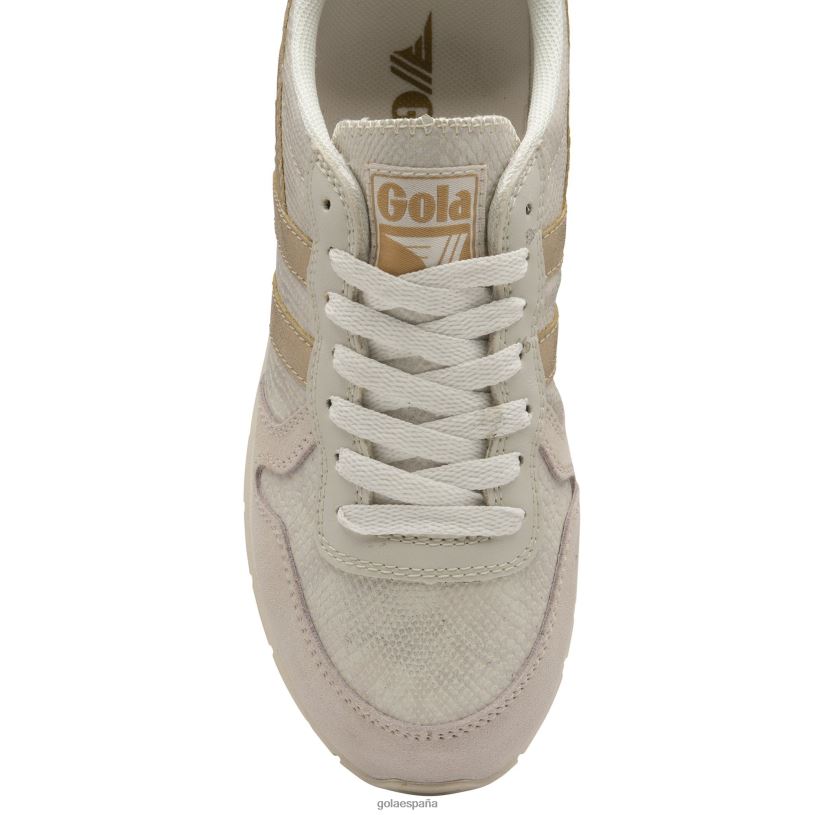 calzado V4PZL372 mujer Gola zapatillas clásicas de lagarto daytona blanco hueso/oro