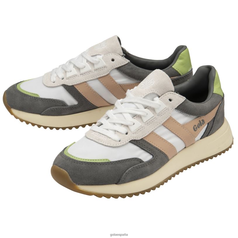 calzado V4PZL384 mujer Gola zapatillas clásicas chicago blanco/rosa perla/verde pátina