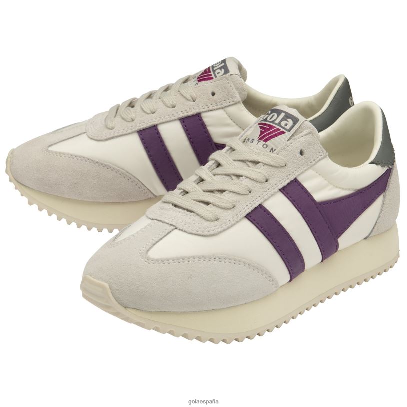 calzado V4PZL387 mujer Gola zapatillas clásicas boston '78 blanco hueso/dedalera/fresno