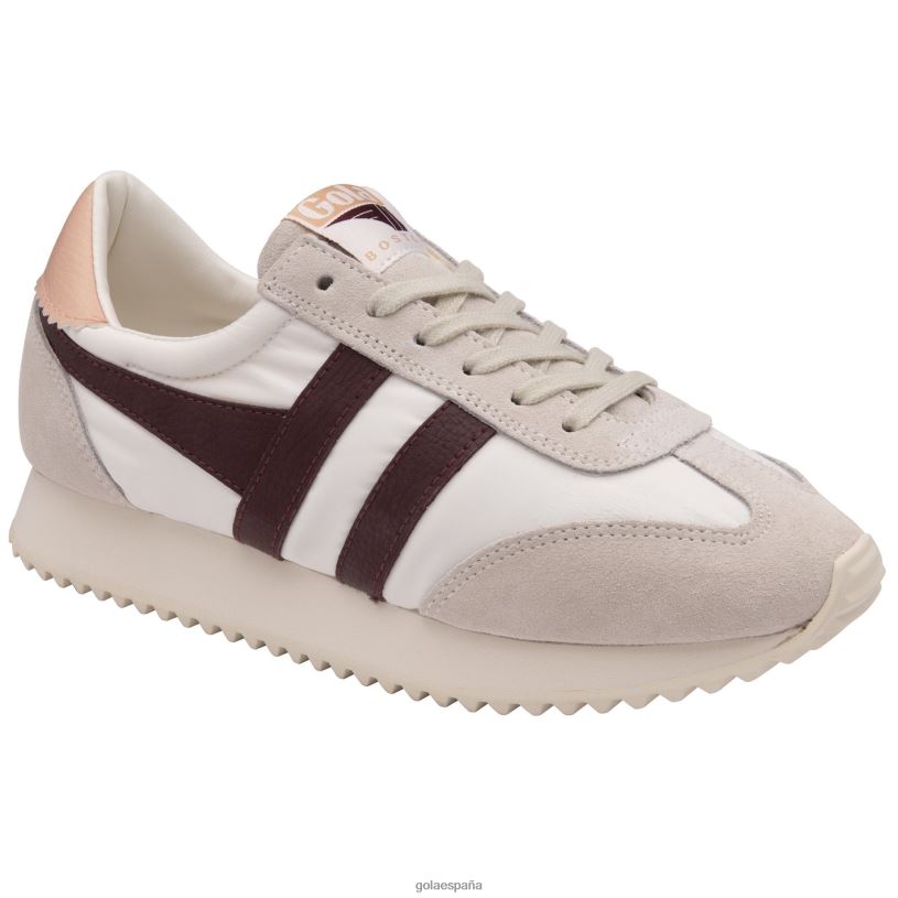 calzado V4PZL389 mujer Gola zapatillas clásicas boston '78 blanco/burdeos/rosa perla