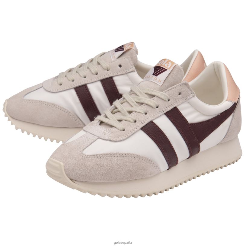 calzado V4PZL389 mujer Gola zapatillas clásicas boston '78 blanco/burdeos/rosa perla
