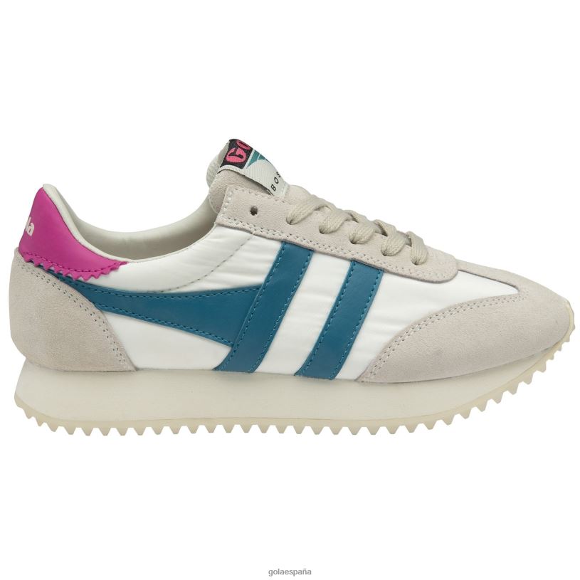 calzado V4PZL391 mujer Gola zapatillas clásicas boston '78 blanco roto/verde azulado/fucsia