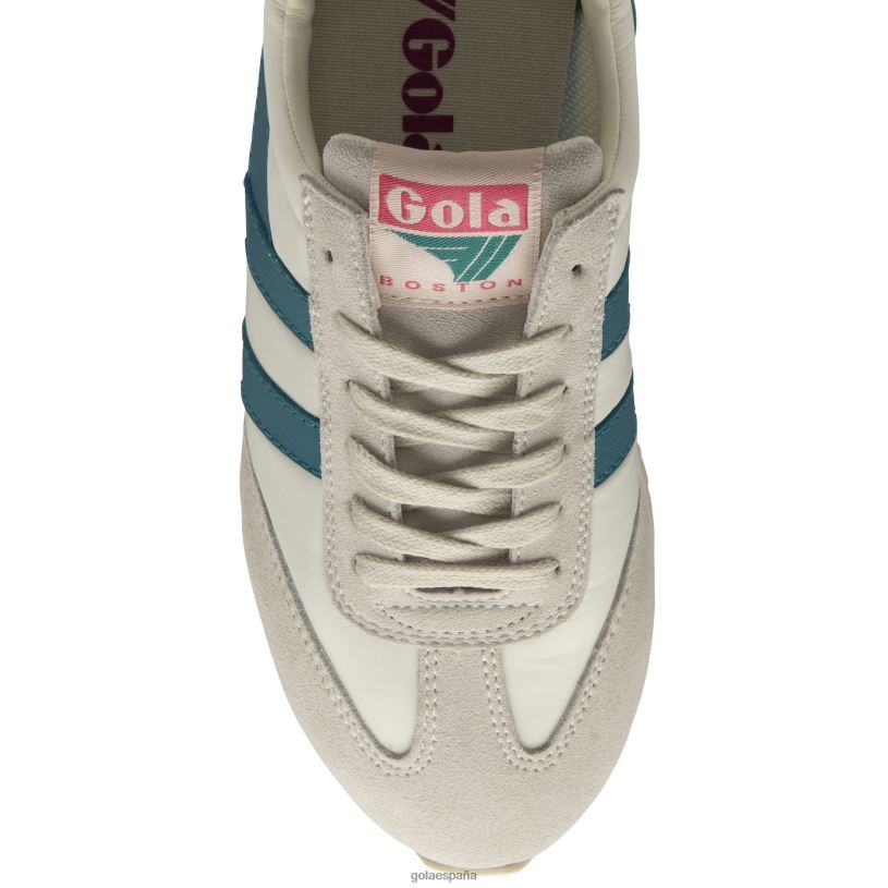 calzado V4PZL391 mujer Gola zapatillas clásicas boston '78 blanco roto/verde azulado/fucsia