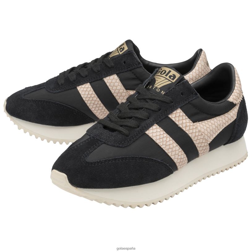 calzado V4PZL393 mujer Gola tenis classics boston '78 con serpiente negro/rosa