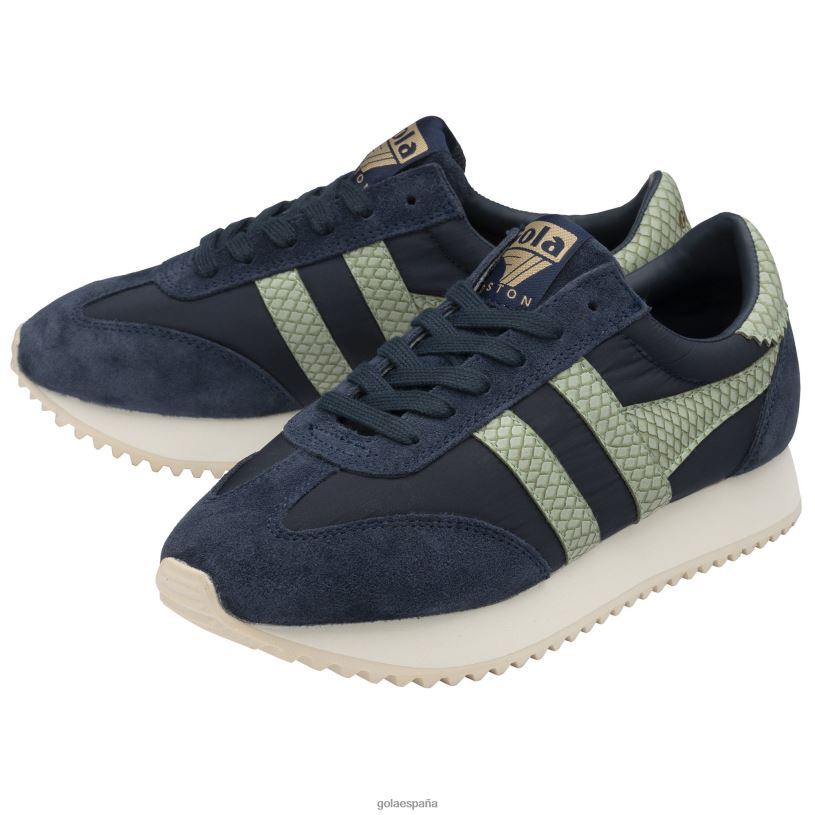 calzado V4PZL394 mujer Gola tenis classics boston '78 con serpiente azul marino/salvia
